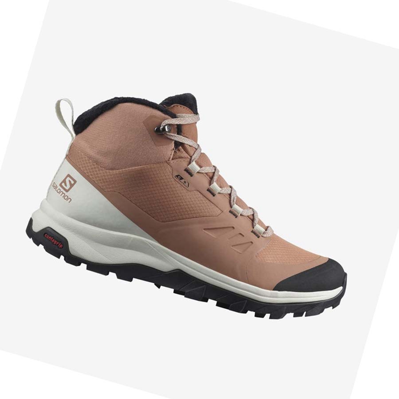 Botas de Invierno Salomon OUTSNAP CLIMASALOMON™ WATERPROOF Mujer Beige | 37851-IVTL