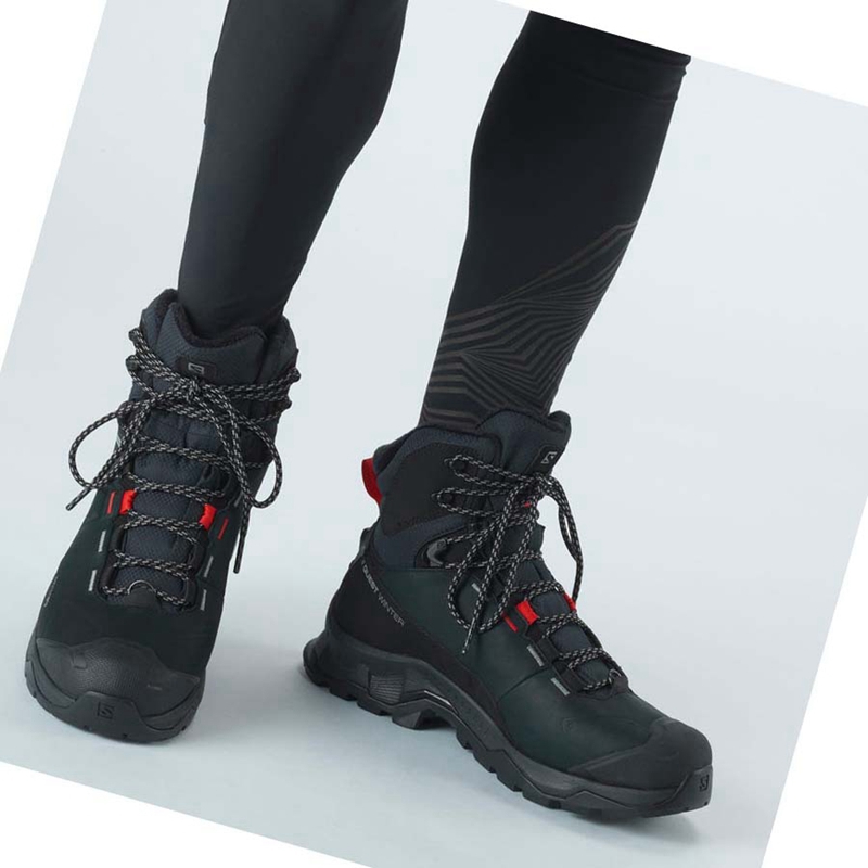 Botas de Invierno Salomon QUEST WINTER THINSULATE™ CLIMASALOMON™ WATERPROOF Hombre Negras | 12957-RMOE