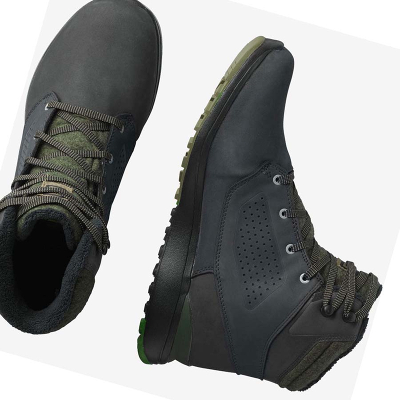 Botas de Invierno Salomon UTILITY WINTER CLIMASALOMON™ WATERPROOF Hombre Negras Verde | 08352-KMQL