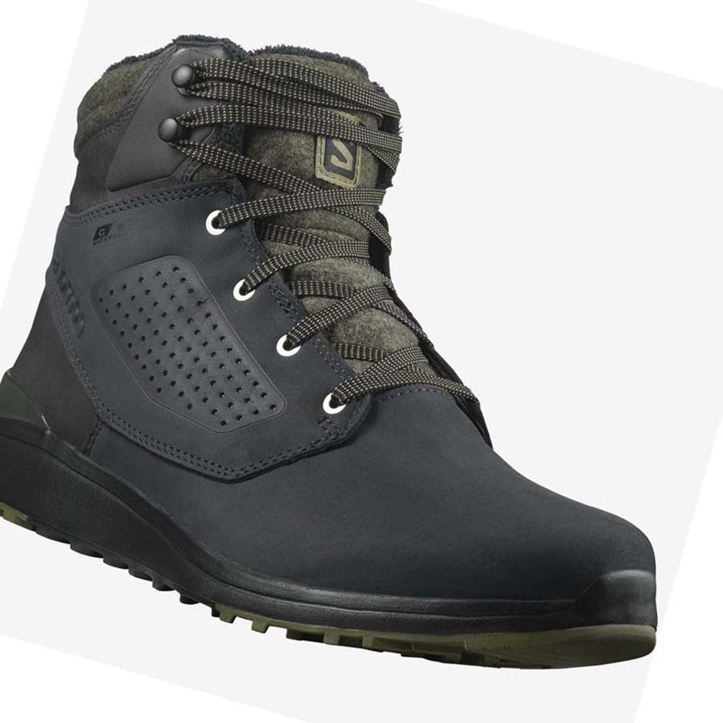 Botas de Invierno Salomon UTILITY WINTER CLIMASALOMON™ WATERPROOF Hombre Negras Verde | 08352-KMQL