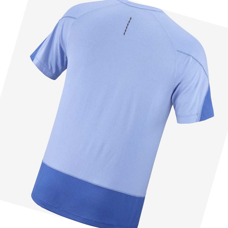 Camiseta Salomon CROSS RUN GRAPHIC Hombre Azules | 59674-YPEC