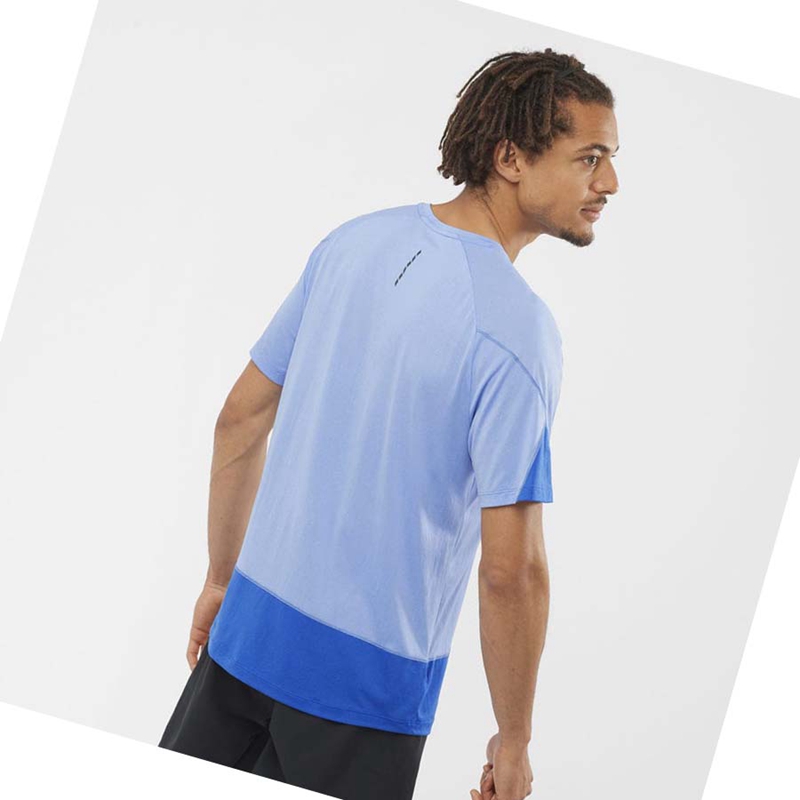 Camiseta Salomon CROSS RUN GRAPHIC Hombre Azules | 59674-YPEC