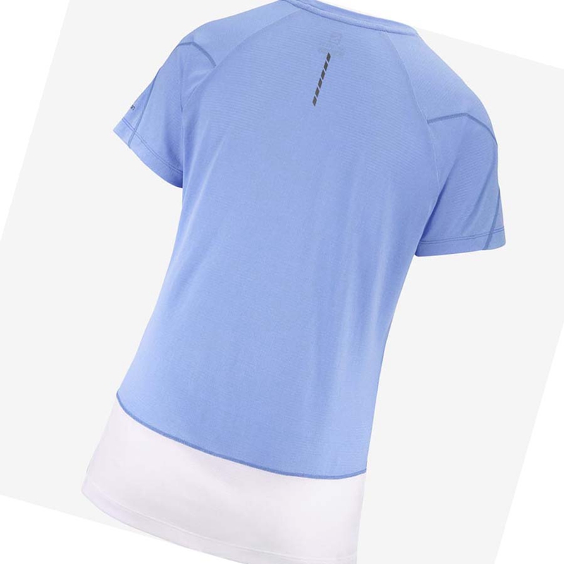 Camiseta Salomon CROSS RUN GRAPHIC Mujer Blancas Azules | 16037-NOFZ