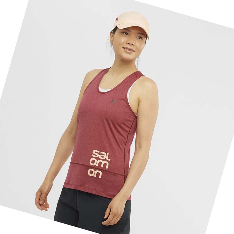 Camiseta Salomon CROSS RUN GRAPHIC Mujer Rojas | 61390-FTJE