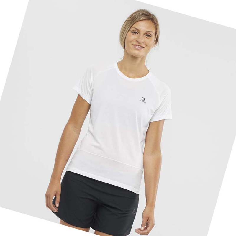 Camiseta Salomon CROSS RUN Mujer Blancas | 14530-TURY