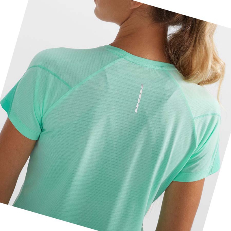 Camiseta Salomon CROSS RUN Mujer Verde | 13840-EBOC