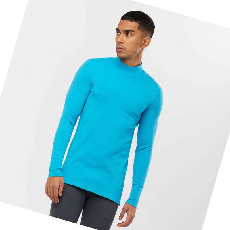 Camiseta Salomon ESSENTIAL SEAMLESS Hombre Azules | 93841-IZFK