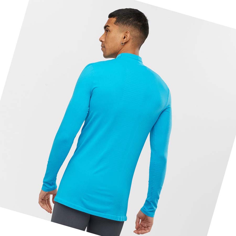 Camiseta Salomon ESSENTIAL SEAMLESS Hombre Azules | 93841-IZFK