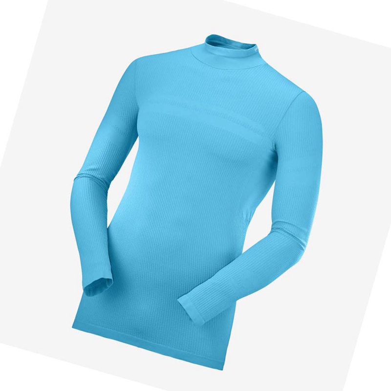 Camiseta Salomon ESSENTIAL SEAMLESS Hombre Azules | 93841-IZFK