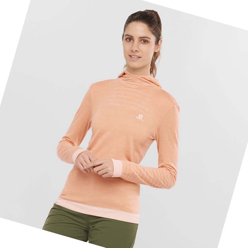 Camiseta Salomon ESSENTIAL WOOL Mujer Beige | 61207-XPBQ