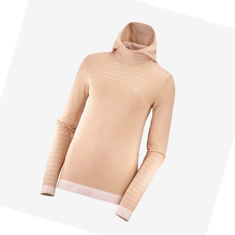 Camiseta Salomon ESSENTIAL WOOL Mujer Beige | 61207-XPBQ