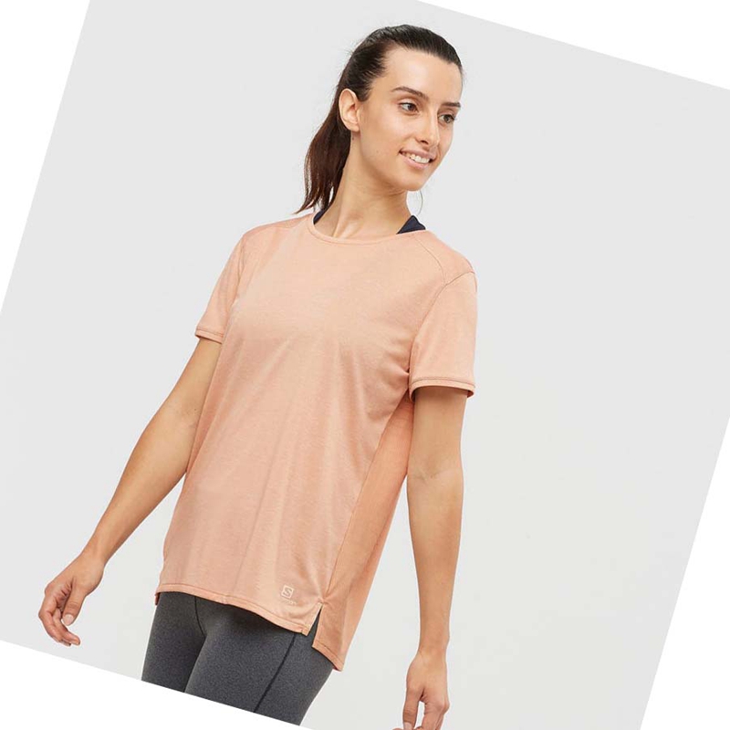 Camiseta Salomon OUTLINE SUMMER Mujer Beige | 09154-IYLE