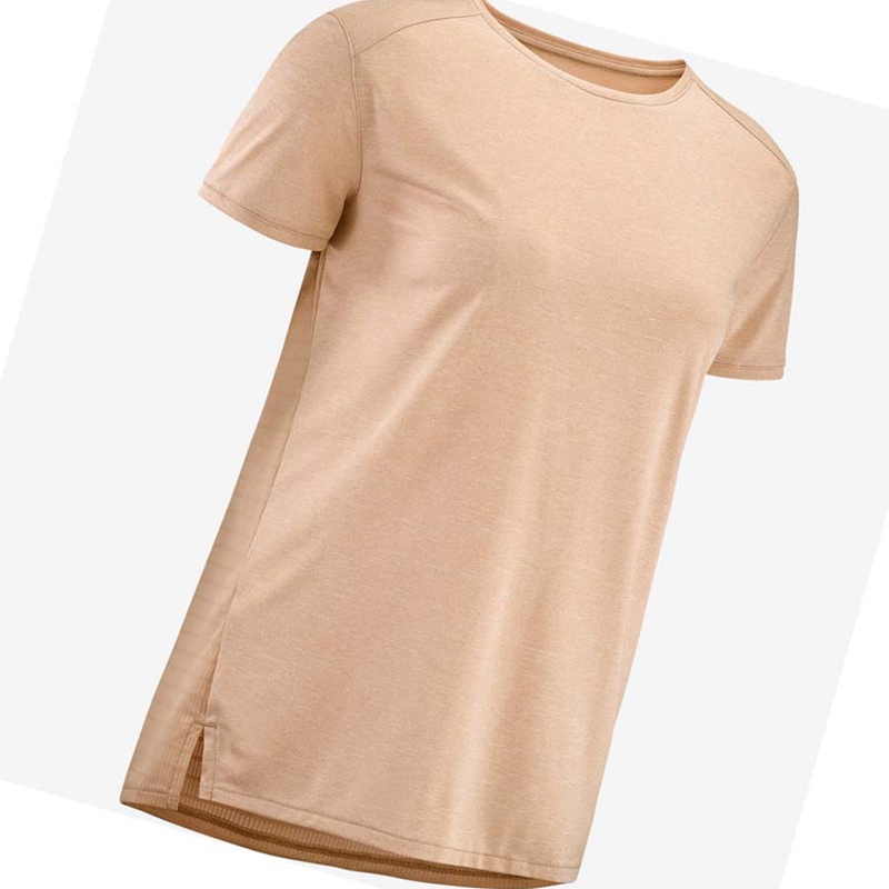 Camiseta Salomon OUTLINE SUMMER Mujer Beige | 09154-IYLE