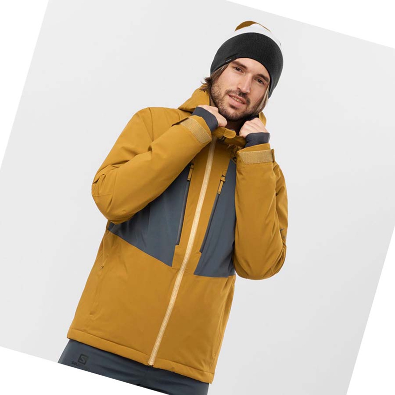 Chaquetas De Esquí Salomon HIGHLAND Ski Hombre Amarillo | 98367-VIJC