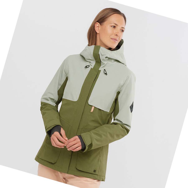 Chaquetas De Esquí Salomon PROOF LIGHT Mujer Verde Oliva | 07185-TMPY