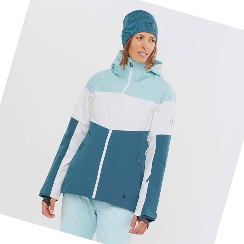 Chaquetas De Esquí Salomon SLALOM Mujer Azules | 26178-DXNH