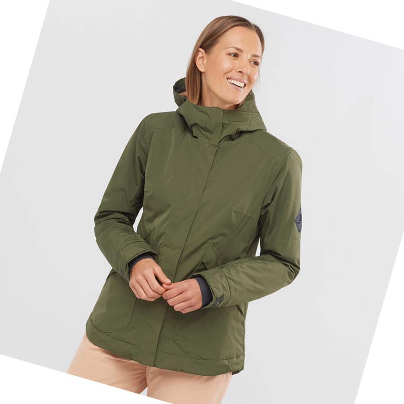 Chaquetas De Esquí Salomon SNOW REBEL Mujer Verde Oliva | 56304-YPAU