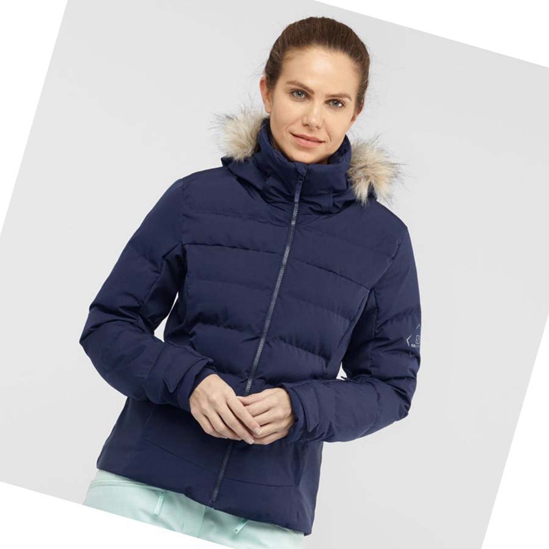 Chaquetas De Esquí Salomon STORMCOZY Mujer Azul Marino | 52918-HXZA