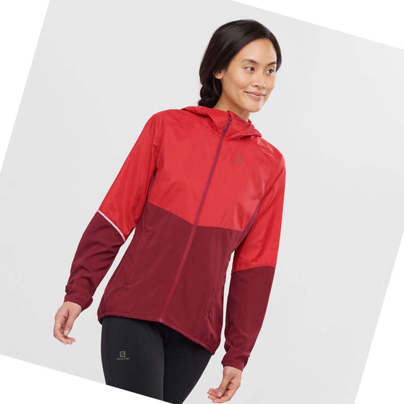 Chaquetas Salomon AGILE WIND WINDBREAKERS Mujer Rojas | 98754-UONG