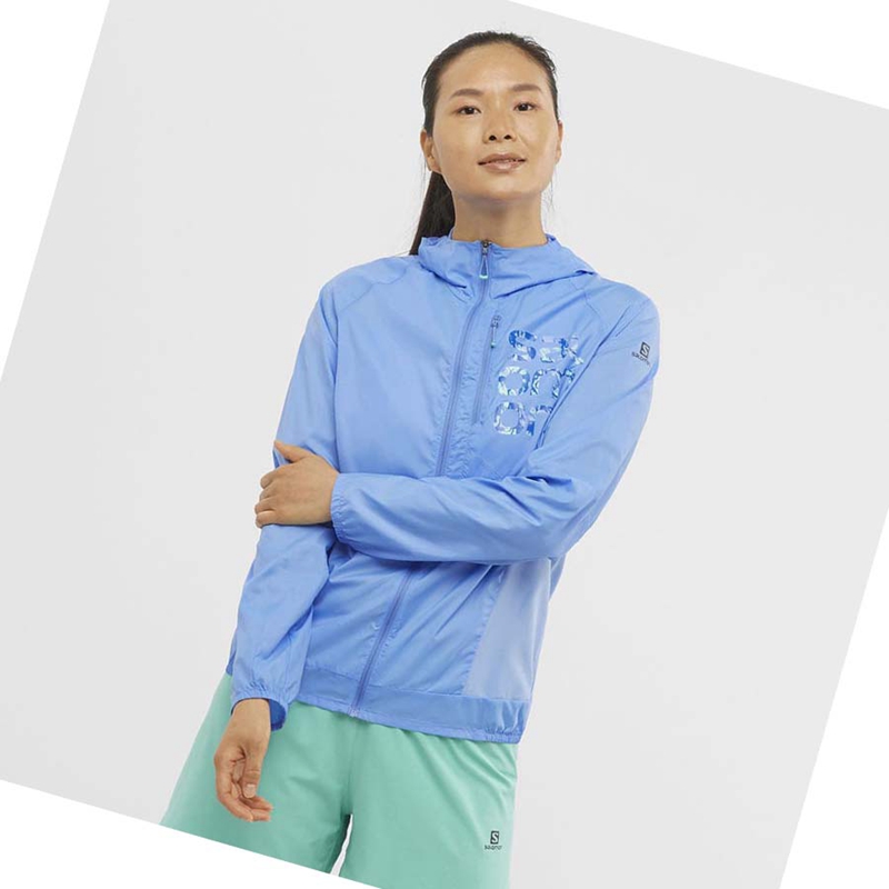 Chaquetas Salomon BONATTI CROSS WIND WINDBREAKERS Mujer Azules | 74015-VQCB