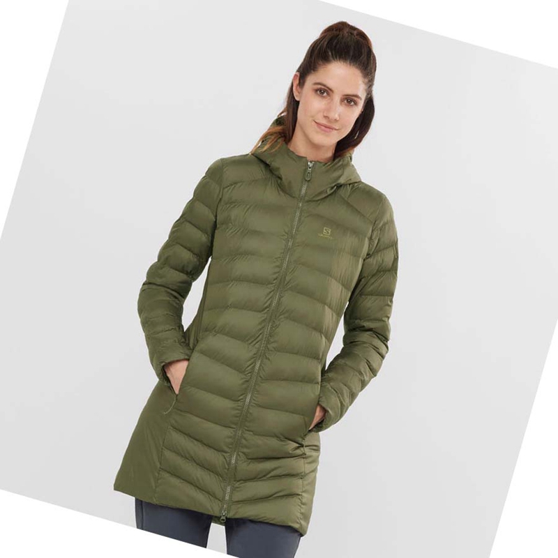 Chaquetas Salomon ESSENTIAL XWARM LONG INSULATED Mujer Verde Oliva | 39056-OTCV