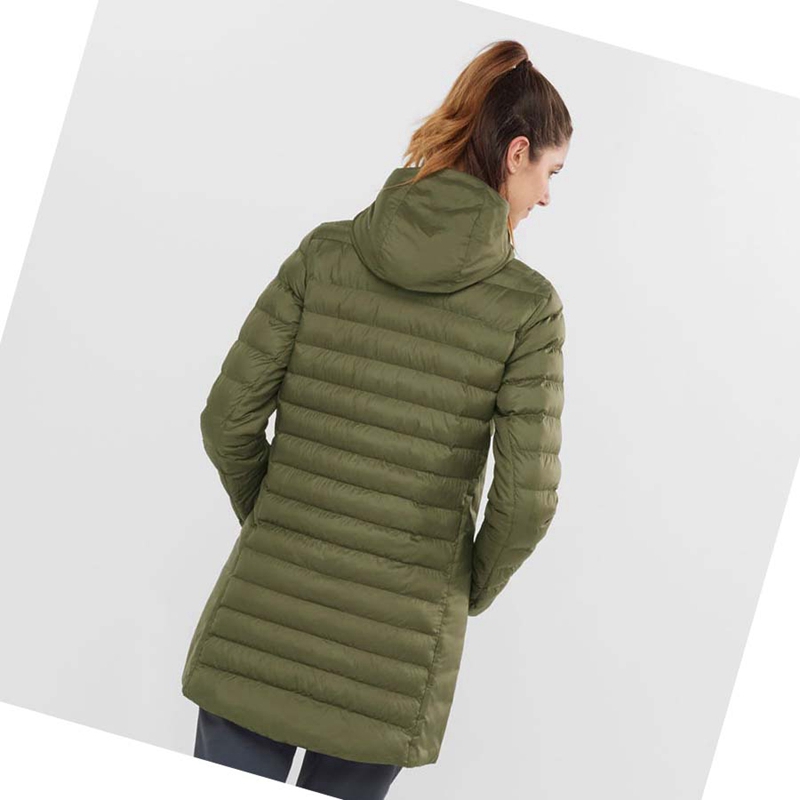 Chaquetas Salomon ESSENTIAL XWARM LONG INSULATED Mujer Verde Oliva | 39056-OTCV