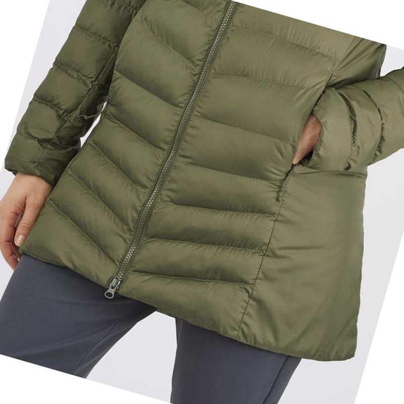 Chaquetas Salomon ESSENTIAL XWARM LONG INSULATED Mujer Verde Oliva | 39056-OTCV