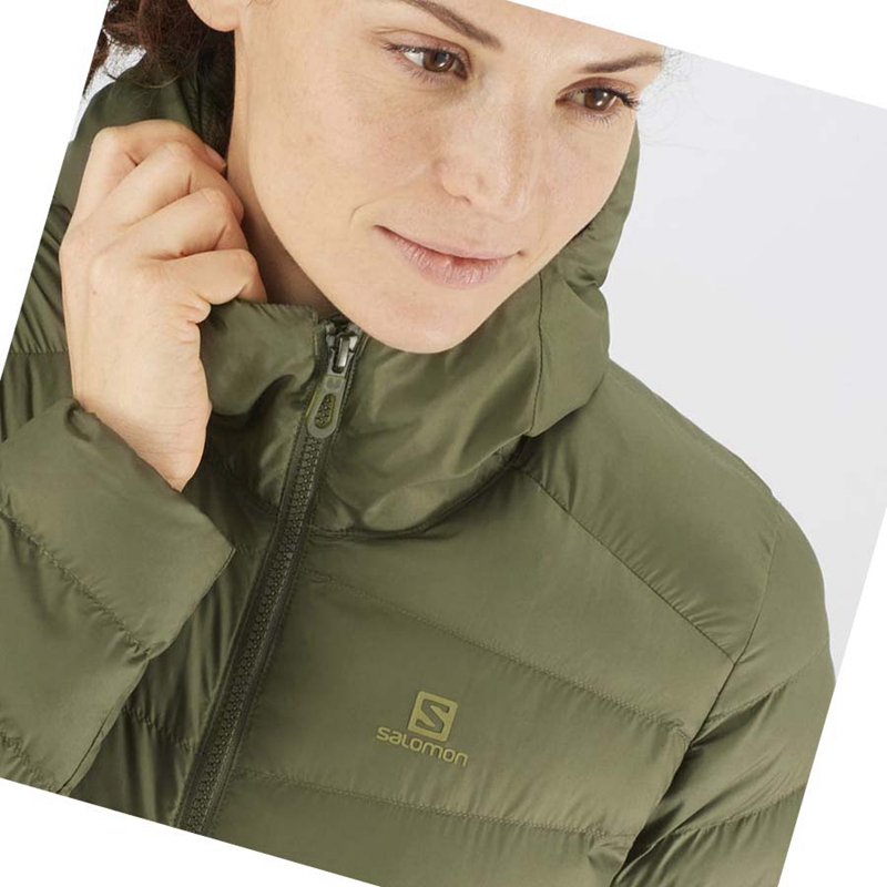 Chaquetas Salomon ESSENTIAL XWARM LONG INSULATED Mujer Verde Oliva | 39056-OTCV