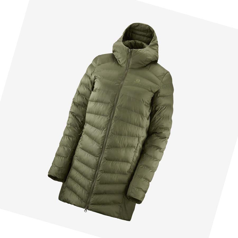 Chaquetas Salomon ESSENTIAL XWARM LONG INSULATED Mujer Verde Oliva | 39056-OTCV