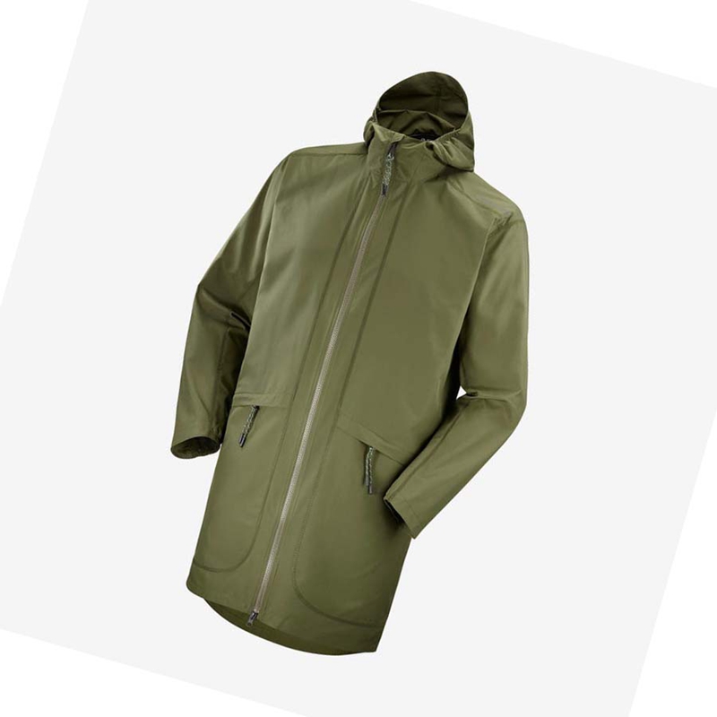 Chaquetas Salomon OUTLIFE LONG PACKABLE WINDBREAKERS Mujer Verde Oliva | 85329-NZQC