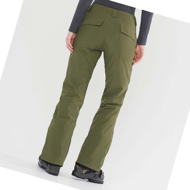 Pantalones De Esquí Salomon EDGE Mujer Verde Oliva | 52109-XFLD