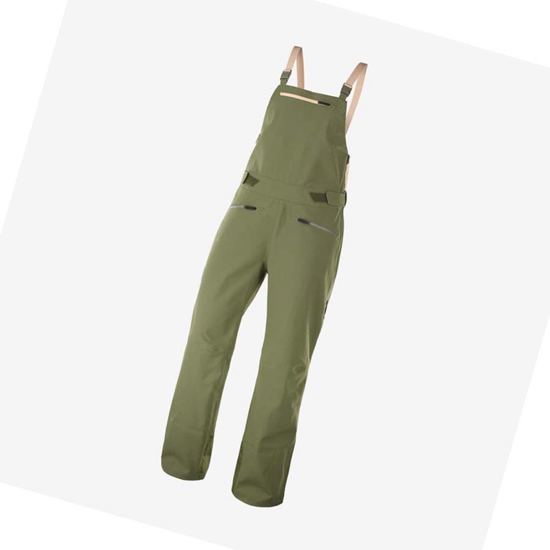 Pantalones De Esquí Salomon STANCE 3L BIB Mujer Verde Oliva | 59214-HIWA