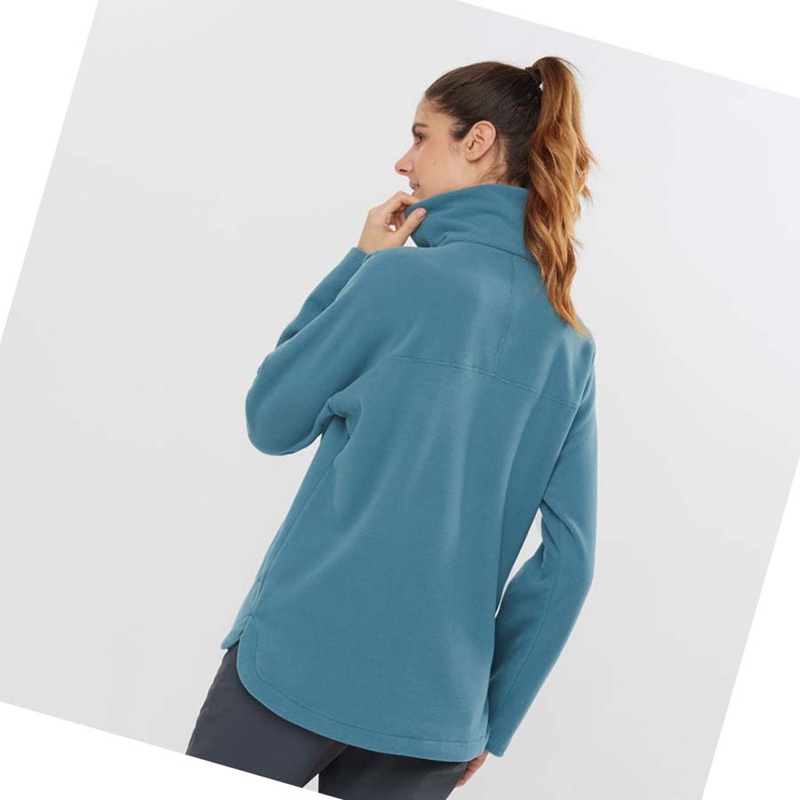 Sudadera Con Capucha Salomon ESSENTIAL COSY FLEECE Mujer Azules | 19568-LWKB