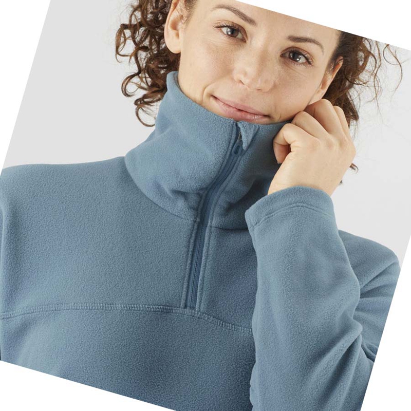 Sudadera Con Capucha Salomon ESSENTIAL COSY FLEECE Mujer Azules | 19568-LWKB