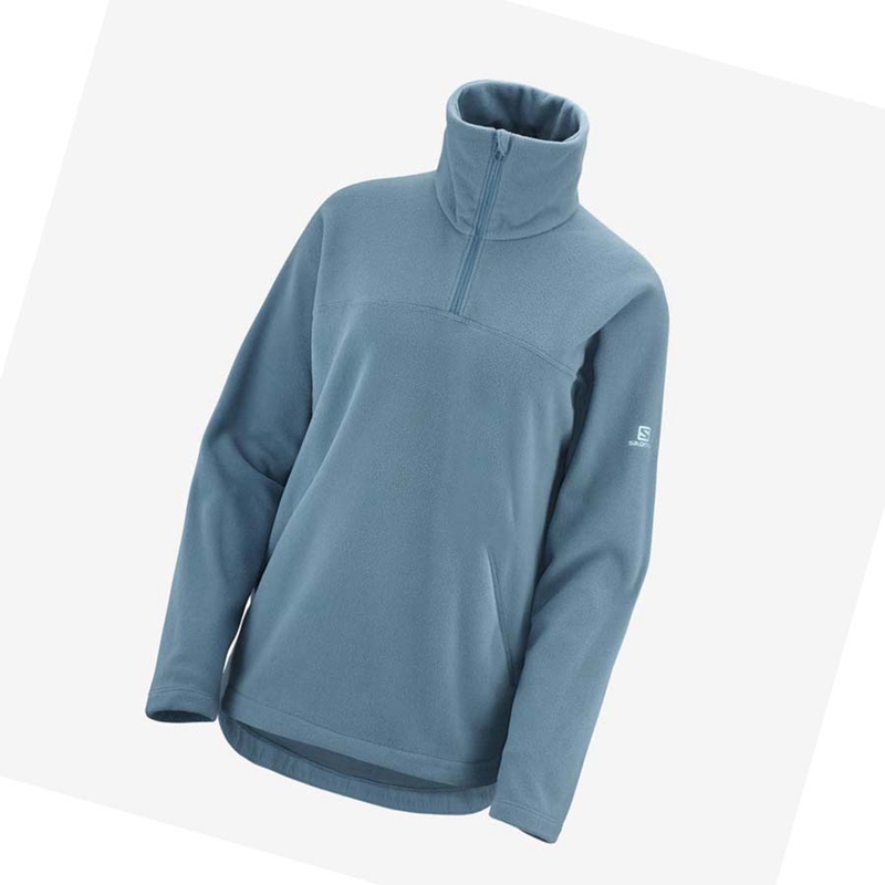 Sudadera Con Capucha Salomon ESSENTIAL COSY FLEECE Mujer Azules | 19568-LWKB