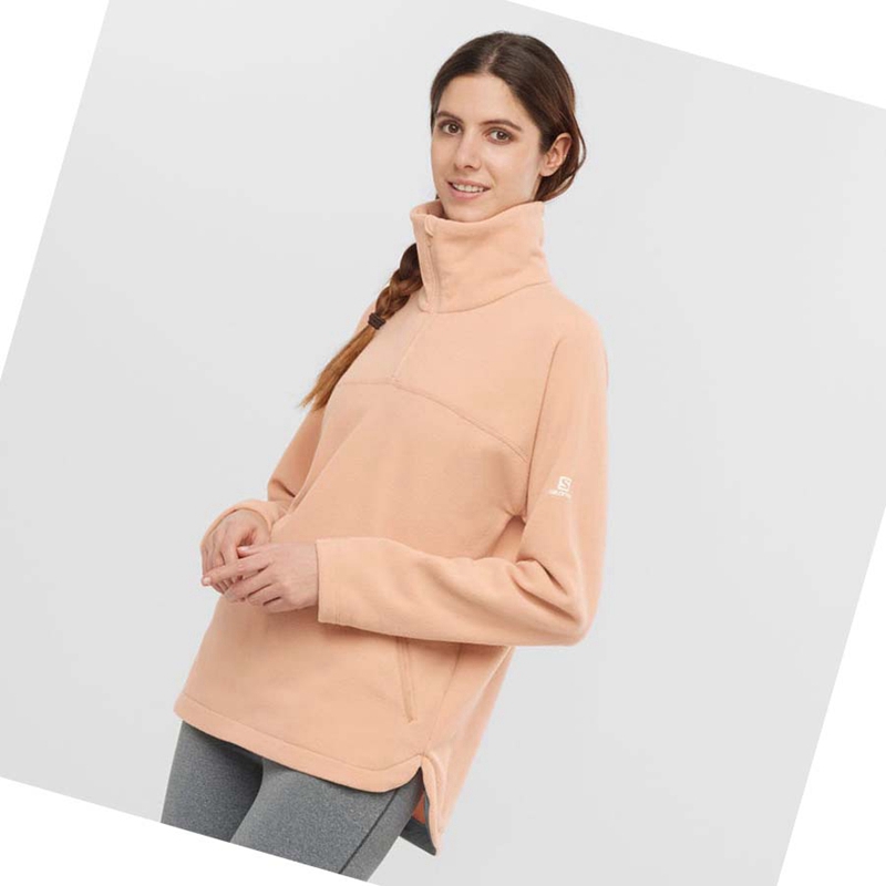 Sudadera Con Capucha Salomon ESSENTIAL COSY FLEECE Mujer Rosas | 63720-RTUL