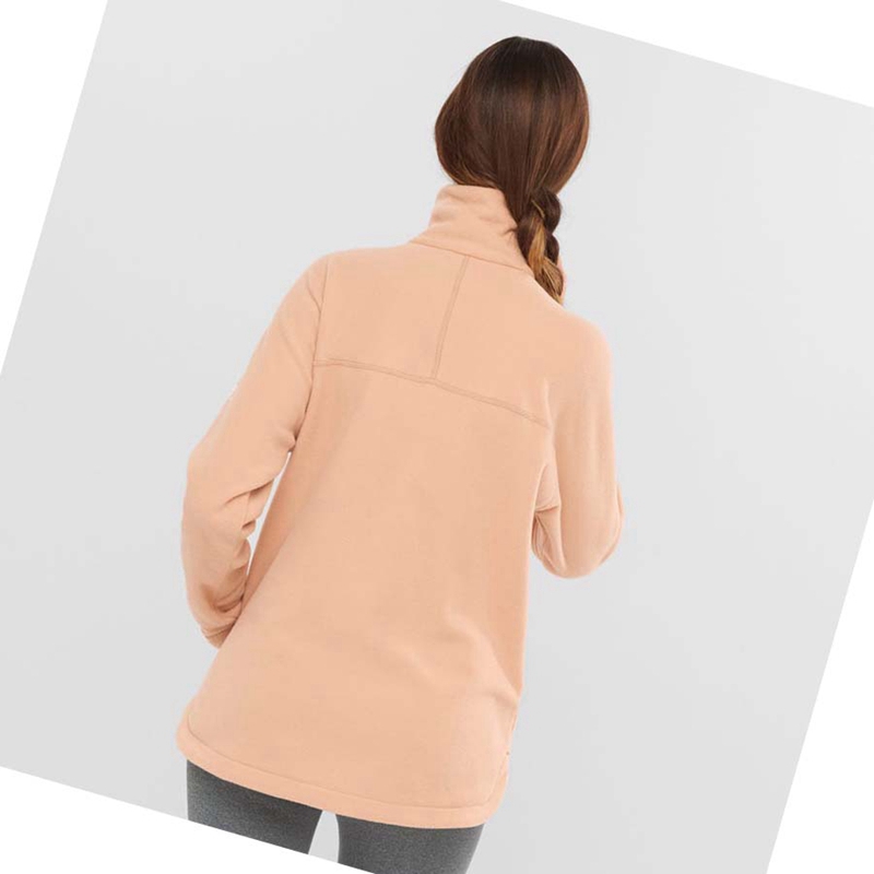 Sudadera Con Capucha Salomon ESSENTIAL COSY FLEECE Mujer Rosas | 63720-RTUL