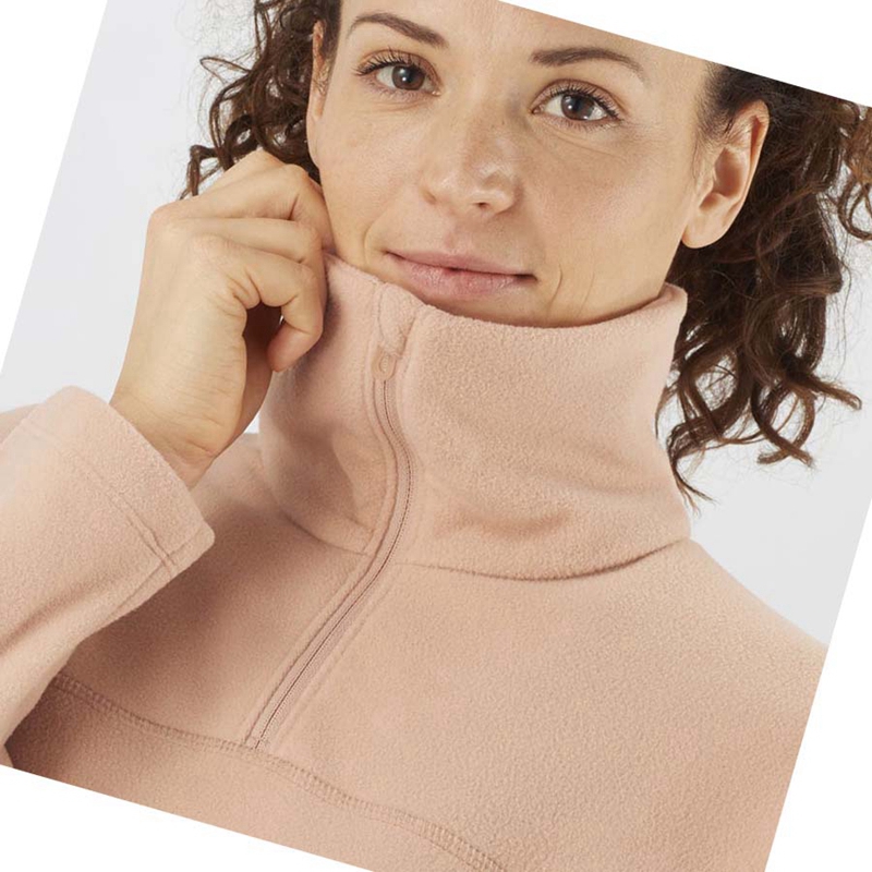 Sudadera Con Capucha Salomon ESSENTIAL COSY FLEECE Mujer Rosas | 63720-RTUL