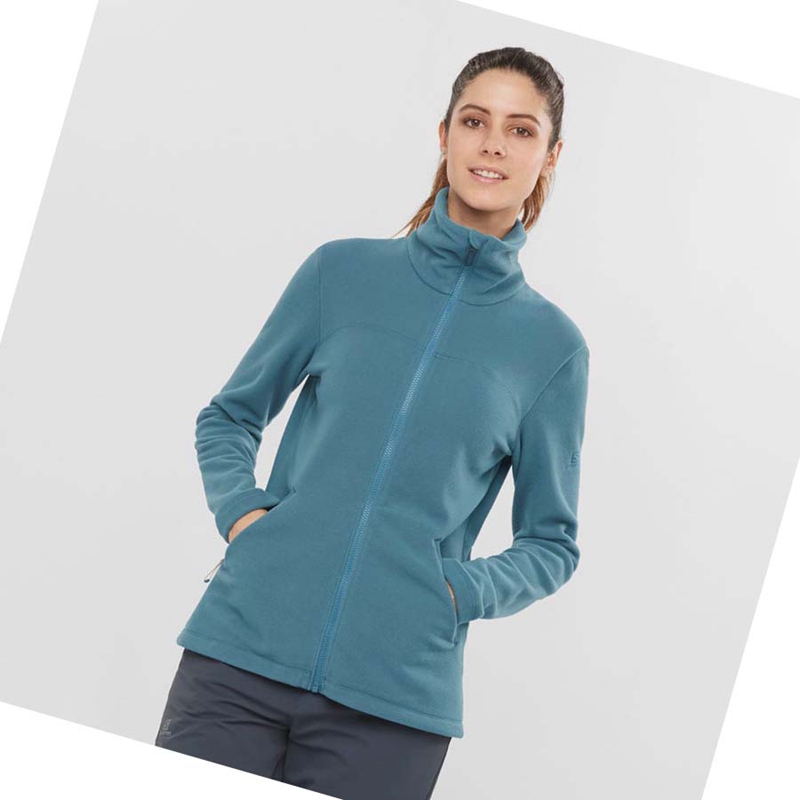 Sudadera Con Capucha Salomon ESSENTIAL COSY FLEECE Mujer Azules | 63790-OKWF