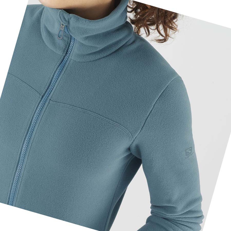 Sudadera Con Capucha Salomon ESSENTIAL COSY FLEECE Mujer Azules | 63790-OKWF