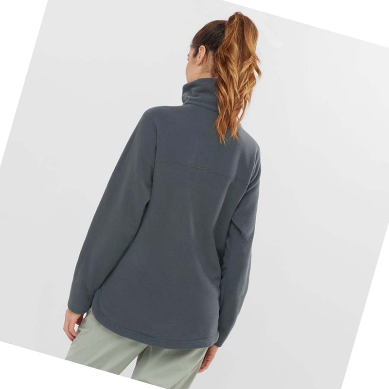 Sudadera Con Capucha Salomon ESSENTIAL COSY FLEECE Mujer Gris | 86015-BQPG