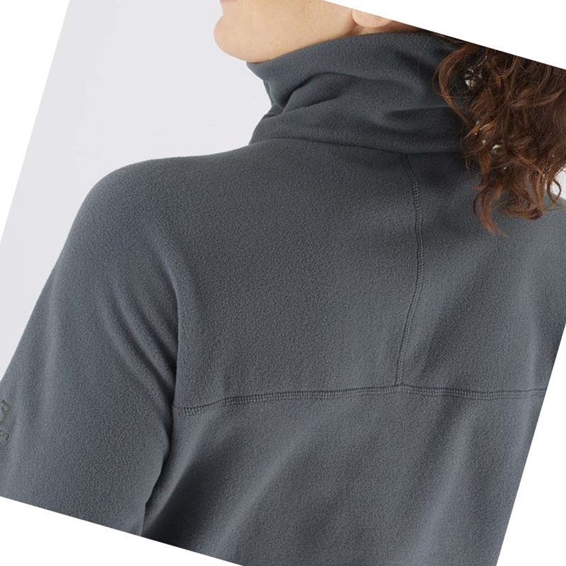 Sudadera Con Capucha Salomon ESSENTIAL COSY FLEECE Mujer Gris | 86015-BQPG