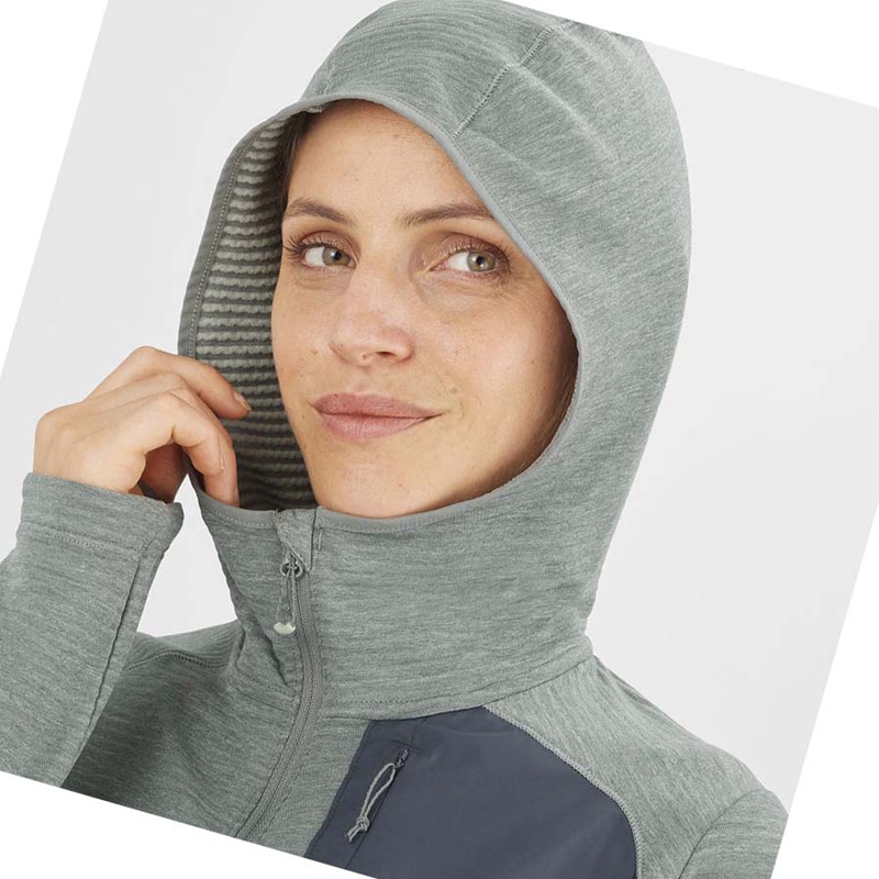 Sudadera Con Capucha Salomon ESSENTIAL LIGHTWARM HOODED Mujer Verde | 05926-LBOZ