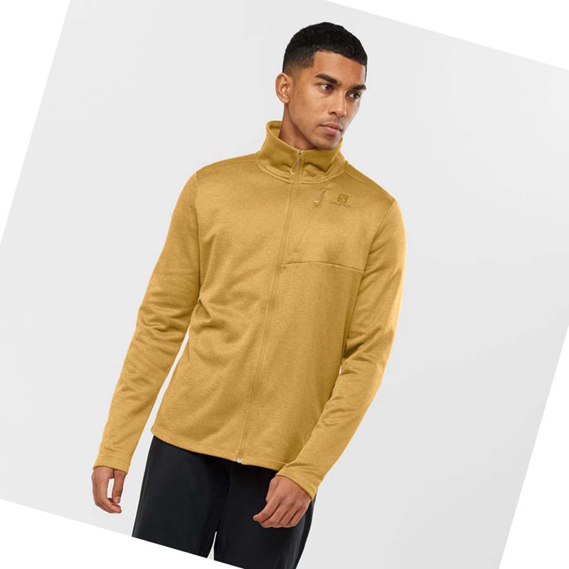 Sudadera Con Capucha Salomon ESSENTIAL LIGHTWARM HEATHER Hombre Amarillo | 18273-TFJC