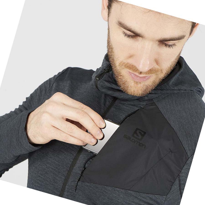 Sudadera Con Capucha Salomon ESSENTIAL LIGHTWARM HOODED Hombre Negras | 26094-XJDS