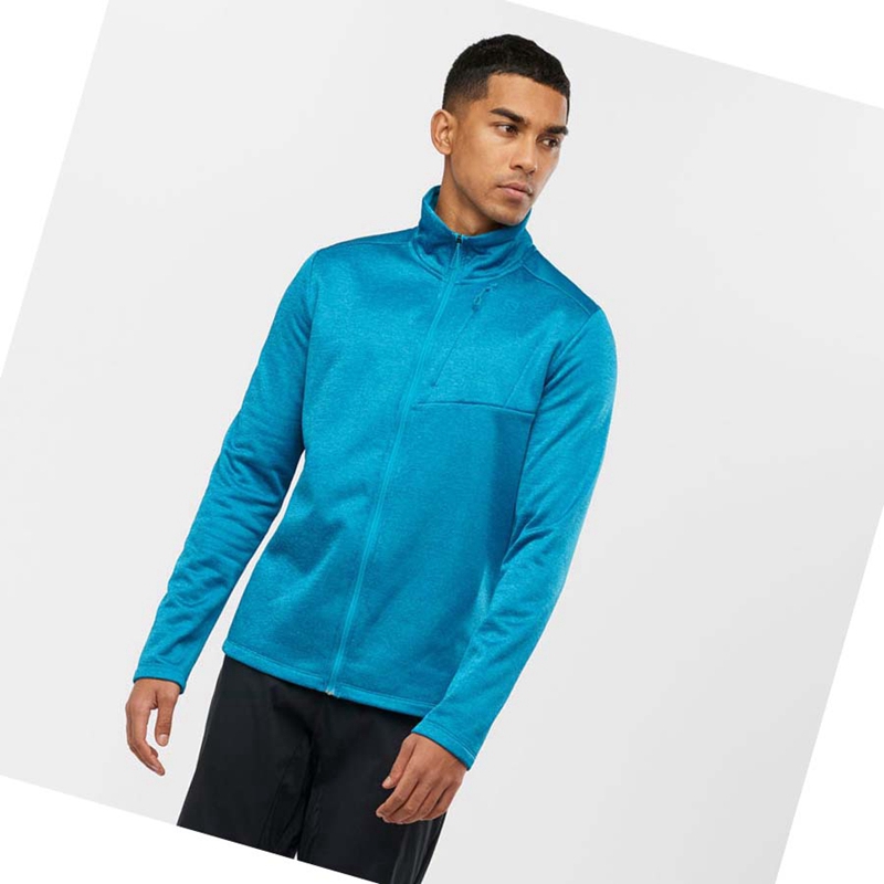 Sudadera Con Capucha Salomon ESSENTIAL LIGHTWARM HEATHER Hombre Azules | 51746-RPFZ