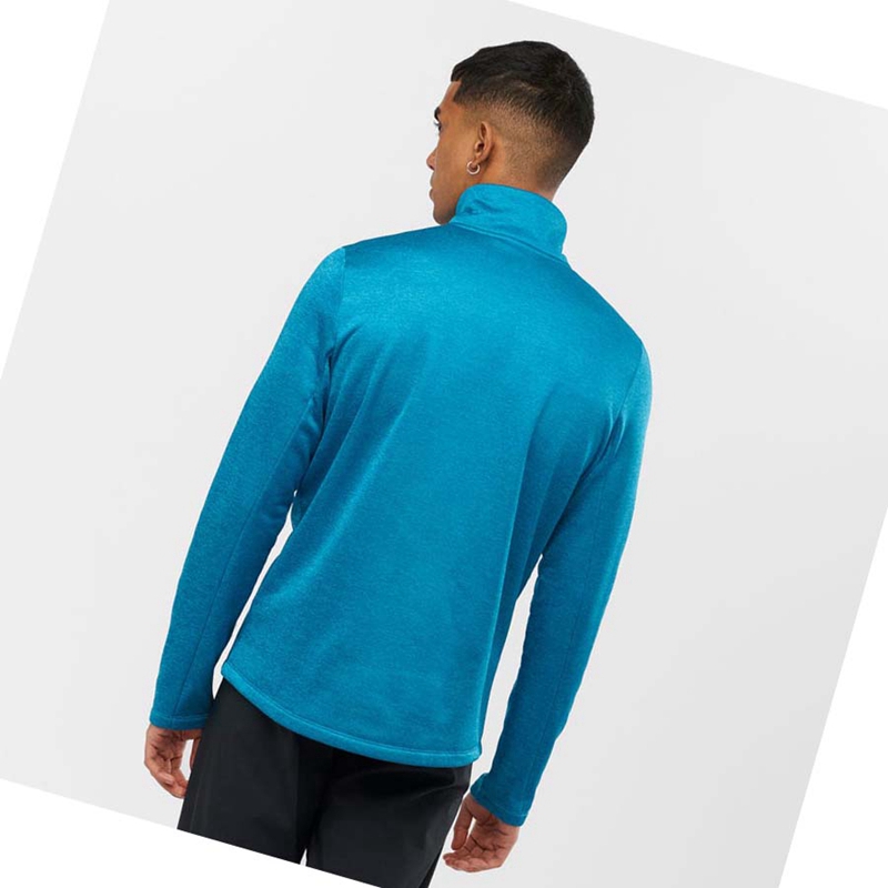 Sudadera Con Capucha Salomon ESSENTIAL LIGHTWARM HEATHER Hombre Azules | 51746-RPFZ