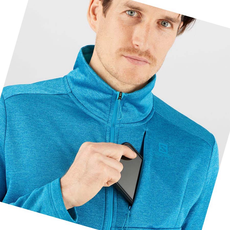 Sudadera Con Capucha Salomon ESSENTIAL LIGHTWARM HEATHER Hombre Azules | 51746-RPFZ