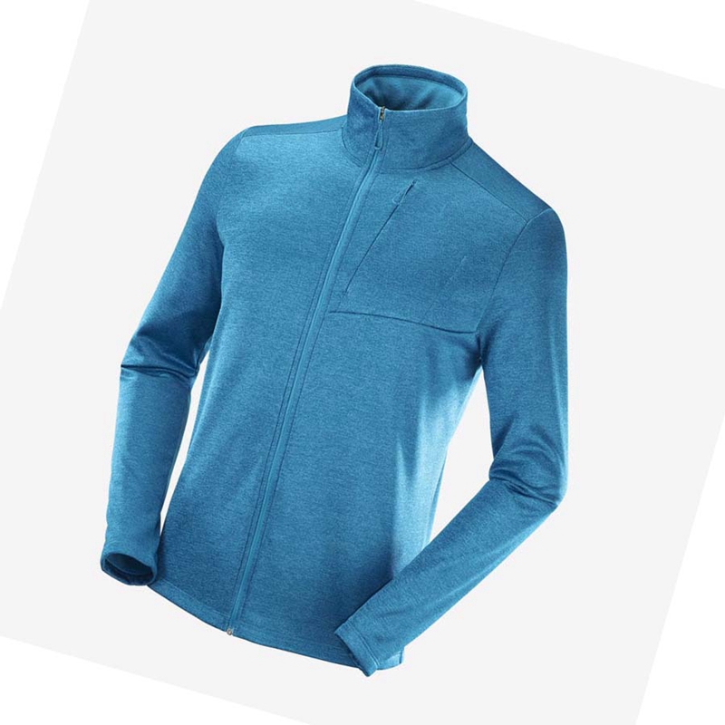 Sudadera Con Capucha Salomon ESSENTIAL LIGHTWARM HEATHER Hombre Azules | 51746-RPFZ