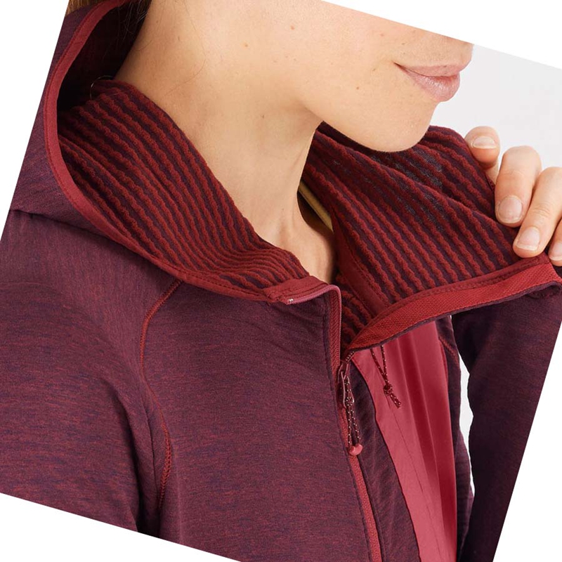 Sudadera Con Capucha Salomon ESSENTIAL LIGHTWARM HOODED Mujer Rojas | 59731-NGWA